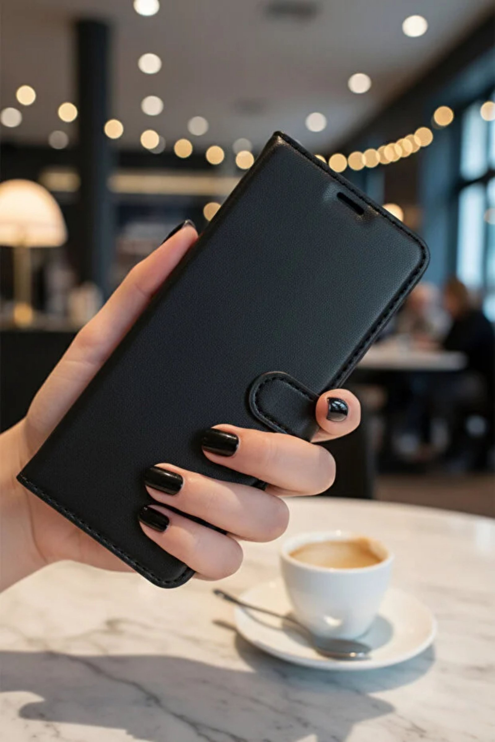 iPhone 16 Kılıf 360 Tam Kaplar Deri Dokulu Kapaklı Cüzdan Standlı Kartvizitli Kopçalı Kapak