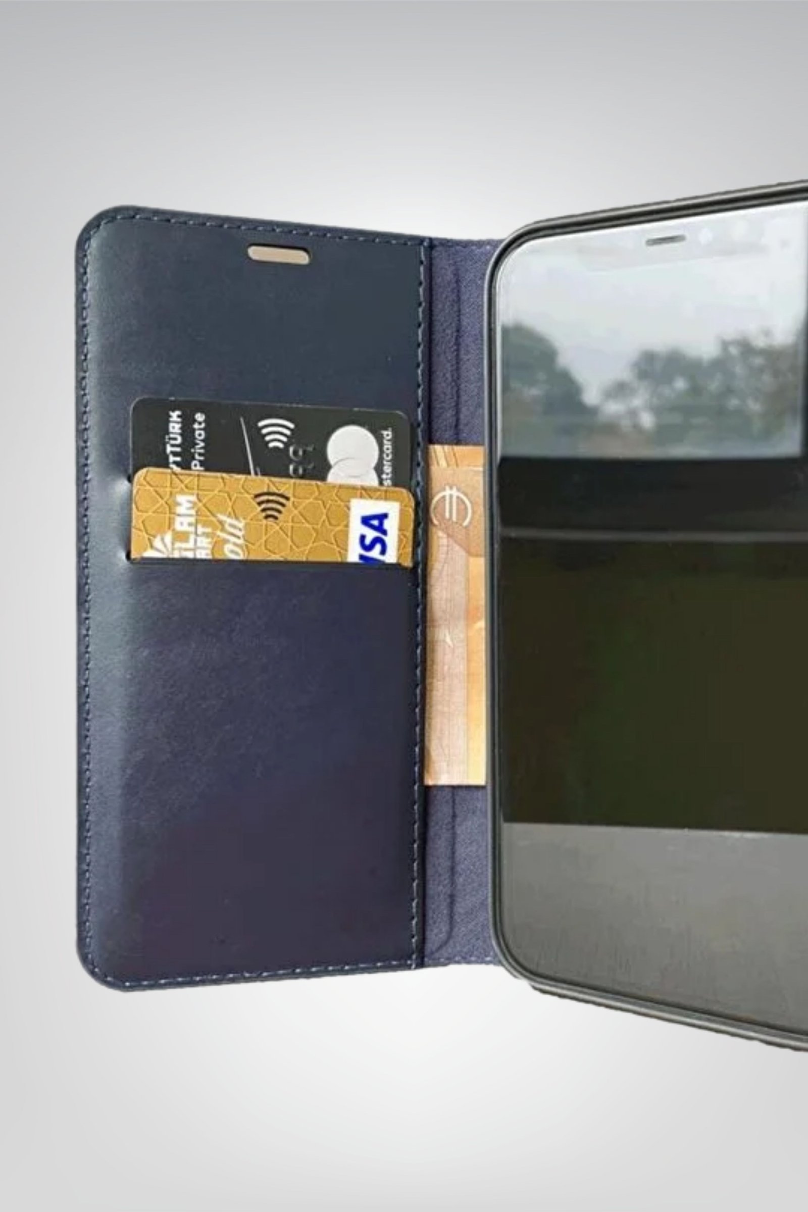 iPhone 16 Pro Max Kılıf 360 Tam Kaplar Deri Dokulu Kapaklı Cüzdan Standlı Kartvizitli Kopçalı Kapak
