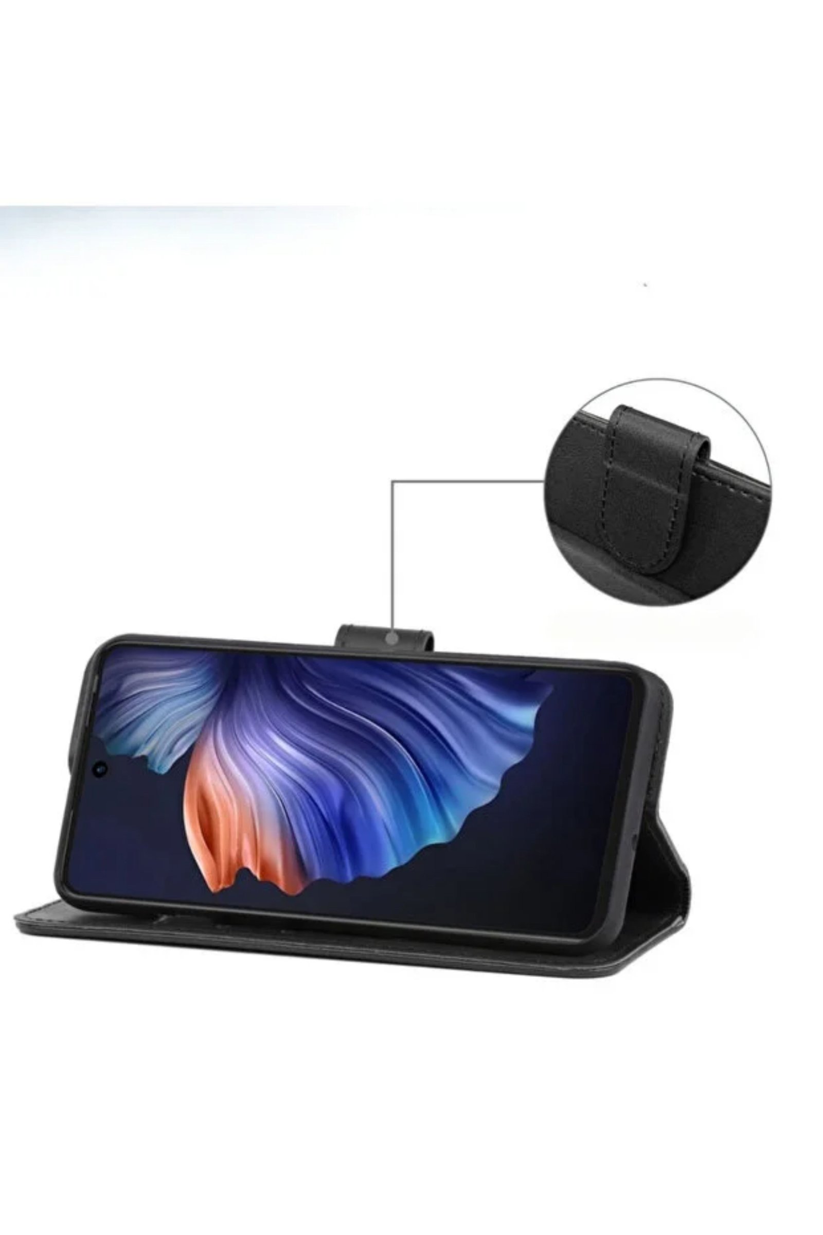 Vivo V29 Kılıf 360 Tam Kaplar Deri Dokulu Kapaklı Cüzdan Standlı Kartvizitli Kopçalı Kapak