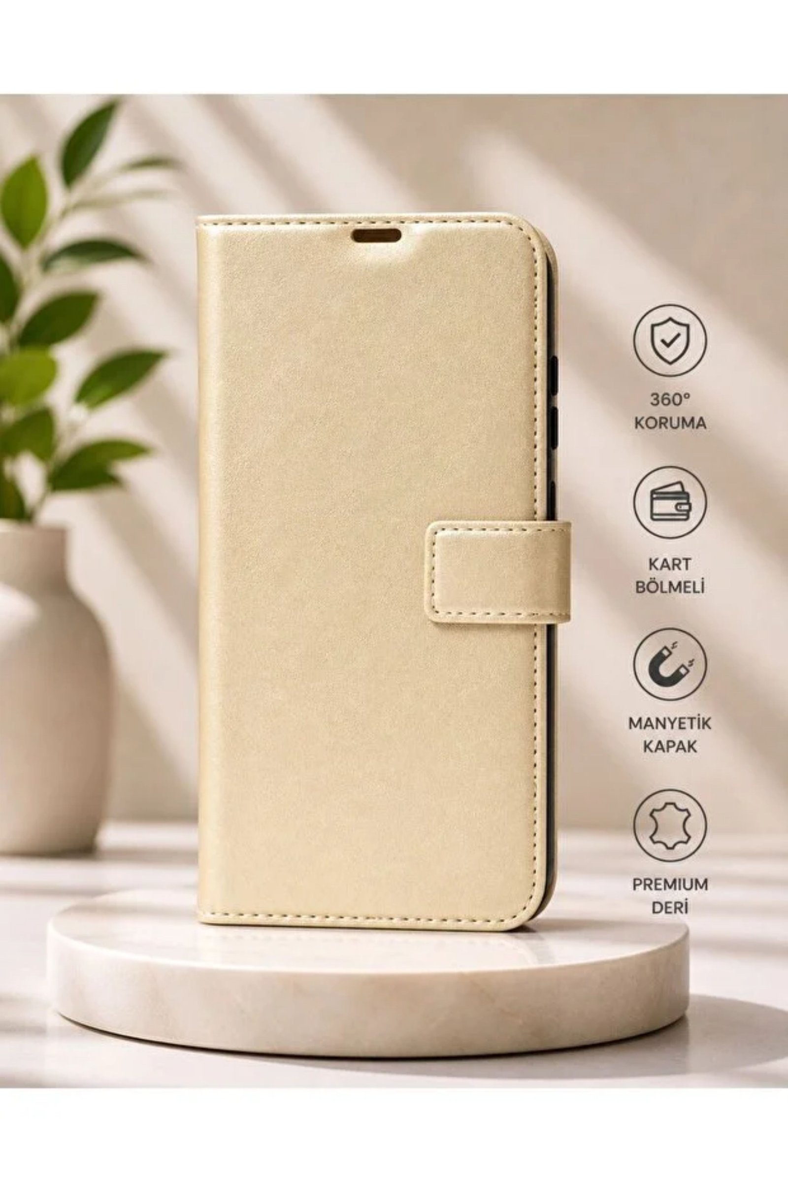 Vivo Y35 Kılıf 360 Tam Kaplar Deri Dokulu Kapaklı Cüzdan Standlı Kartvizitli Kopçalı Kapak