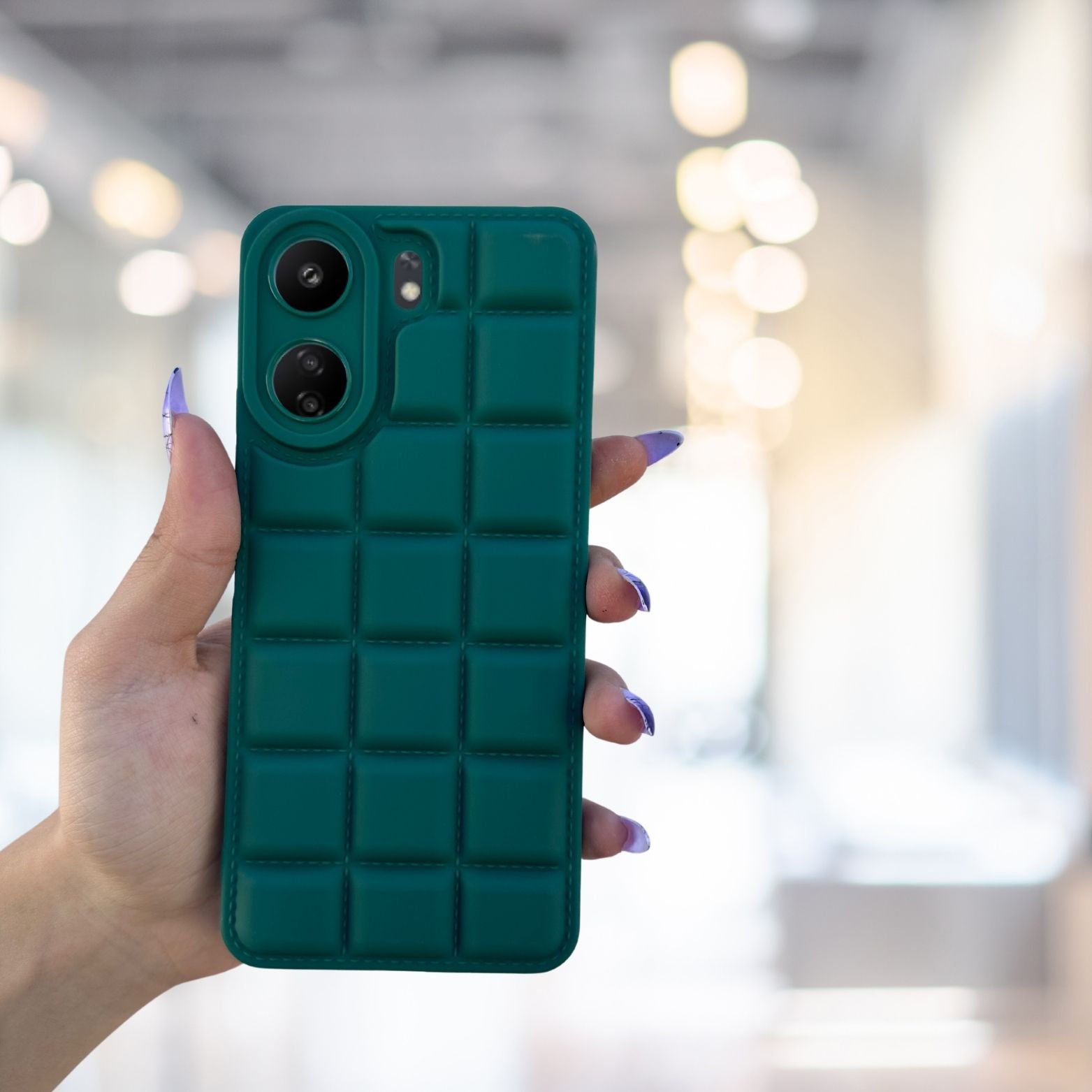 Redmi 13C 4G Kılıf Puffer Şişme Kapitone Tasarımlı Kamera Korumalı Yumuşak Madlen Silikon Kılıf