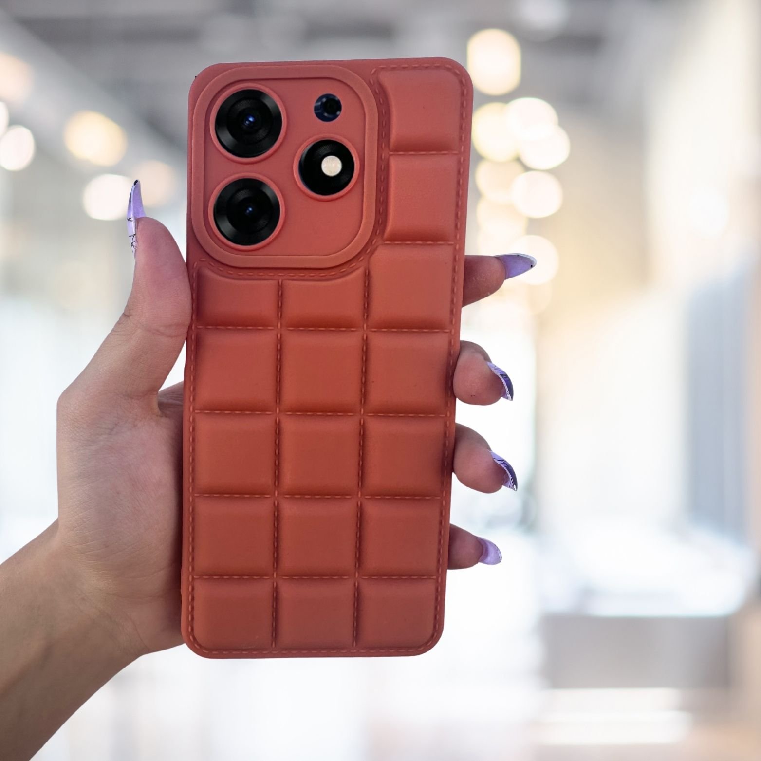 Tecno Spark 10 Pro 4G Kılıf Puffer Şişme Kapitone Tasarımlı Kamera Korumalı Yumuşak Madlen Silikon Kılıf