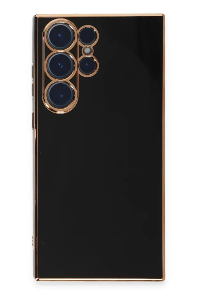 Samsung Galaxy S23 Ultra Kılıf Gold Electroplate Kenar Parlak Silikon Şanzelize Telefon Kapak