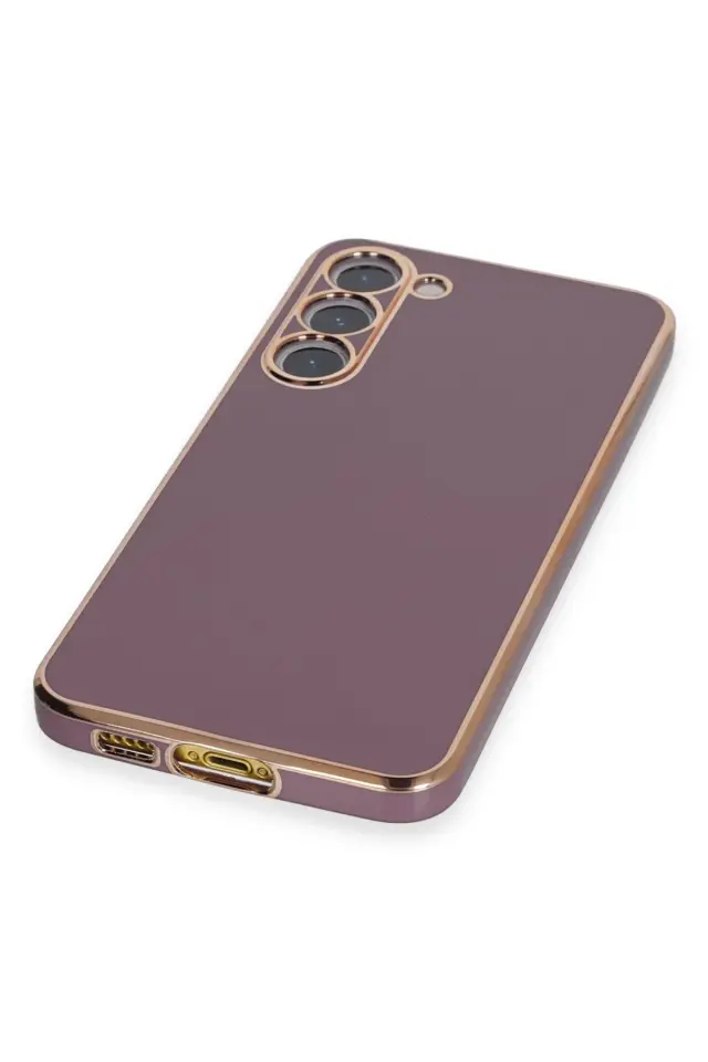 Samsung Galaxy S23 Kılıf Gold Electroplate Kenar Parlak Silikon Şanzelize Telefon Kapak