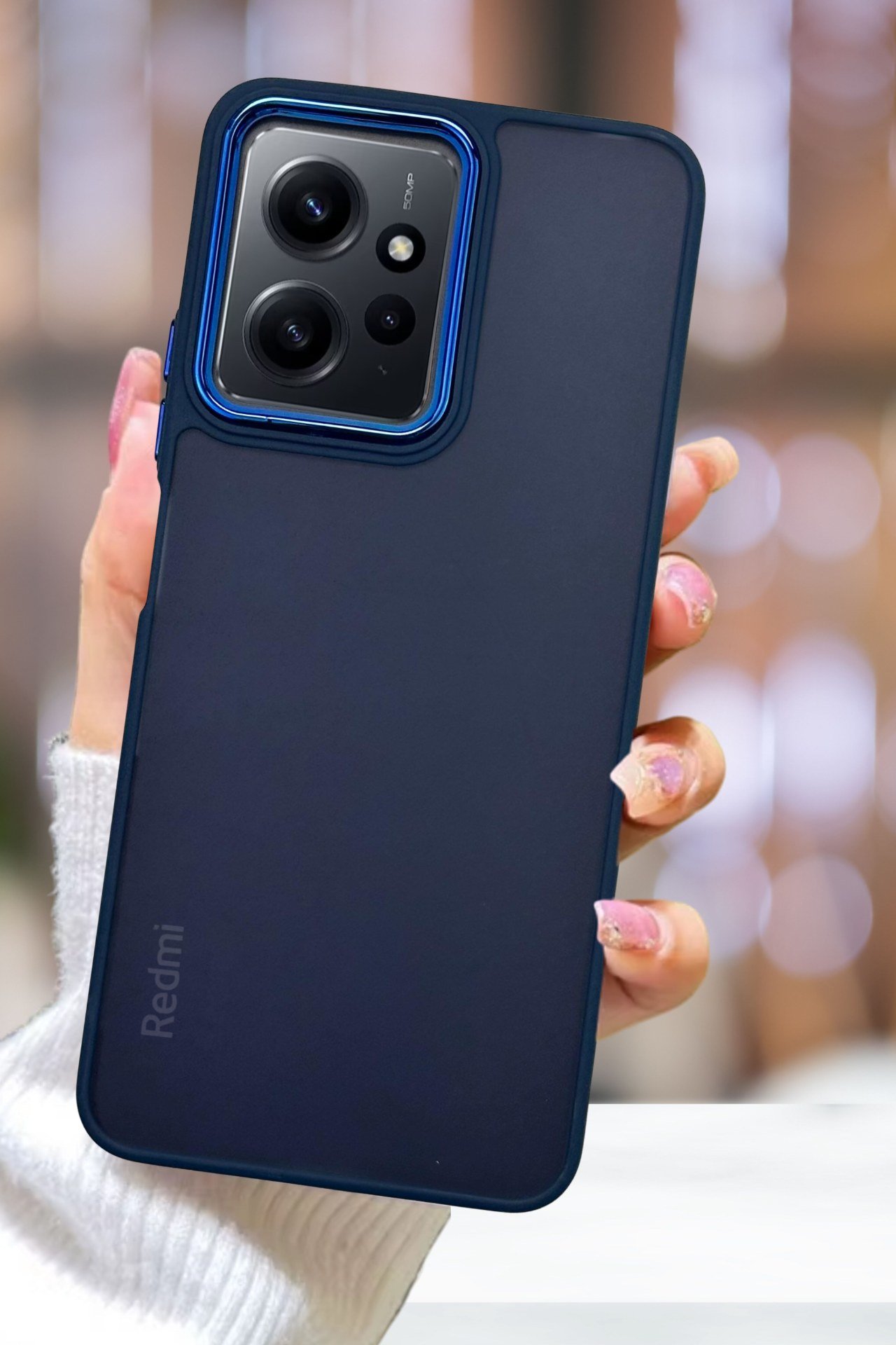 Xiaomi Redmi Note 12 Kılıf Metal Çerçeve Hassas Butonlu Renkli Buzlu Şeffaf Transparan Kapak