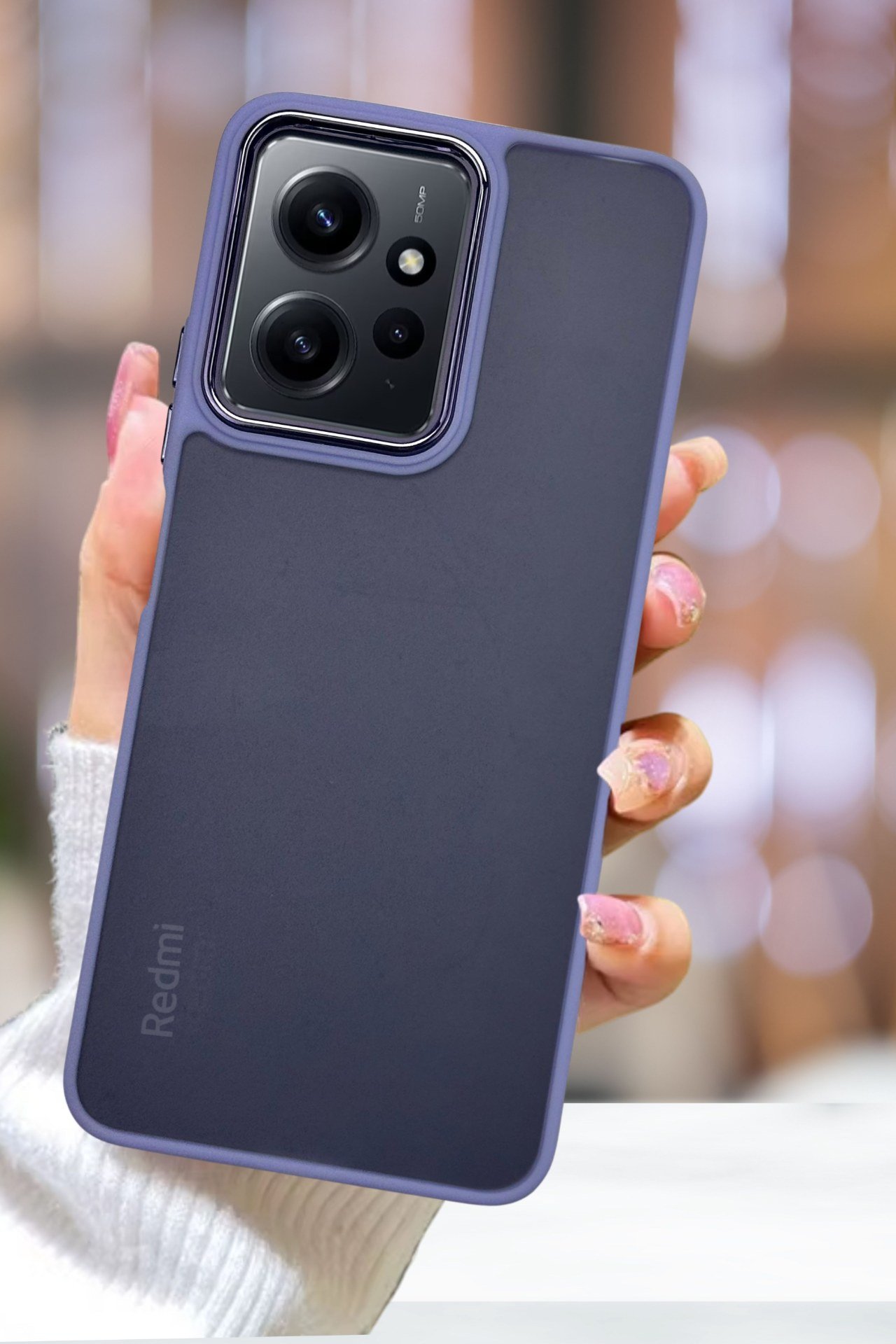 Xiaomi Redmi Note 12 Kılıf Metal Çerçeve Hassas Butonlu Renkli Buzlu Şeffaf Transparan Kapak