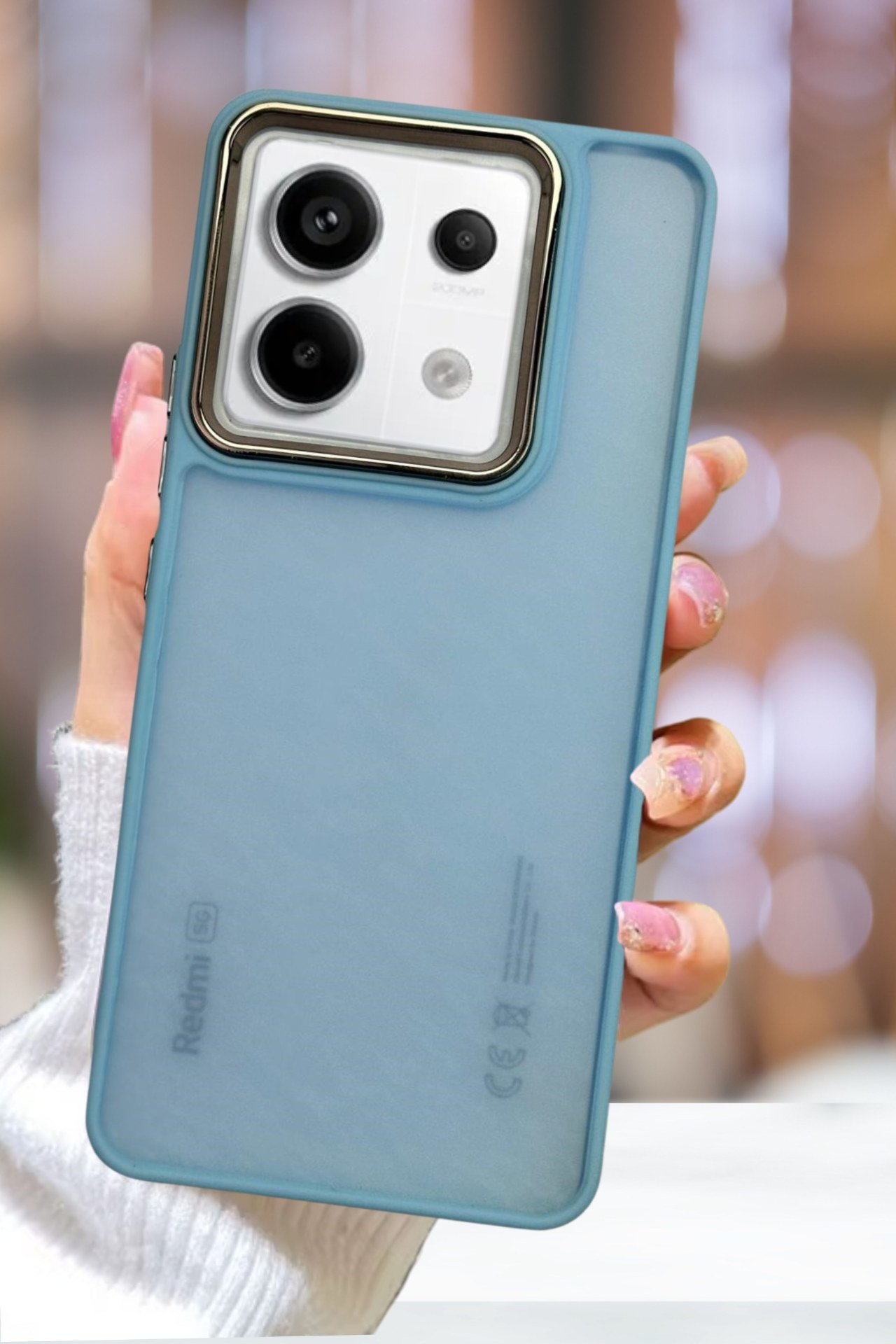 Xiaomi Redmi Note 13 Pro 5G Kılıf Metal Çerçeve Hassas Butonlu Renkli Buzlu Şeffaf Transparan Kapak