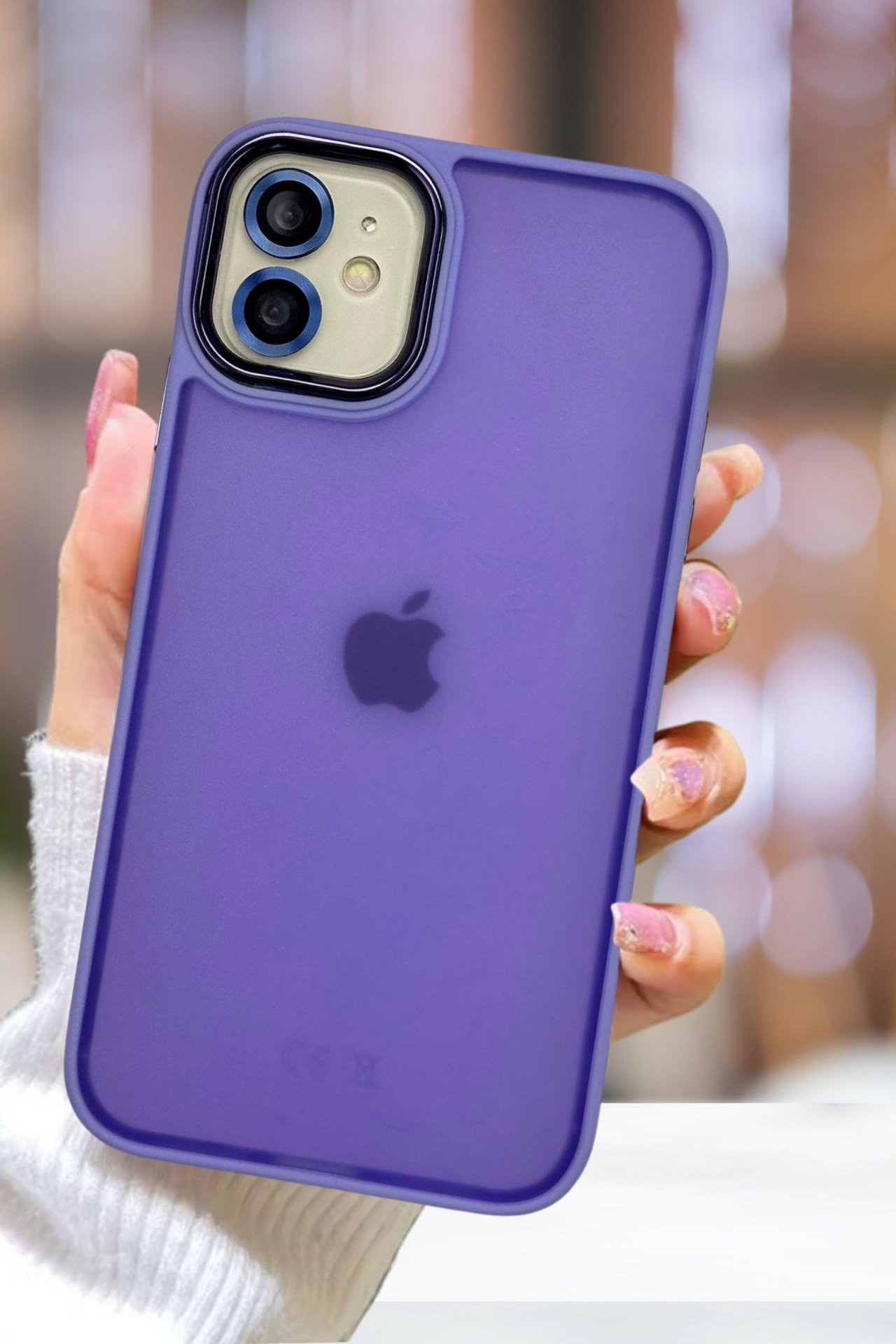 iPhone 11 Kılıf Metal Çerçeve Hassas Butonlu Renkli Buzlu Şeffaf Transparan Kapak