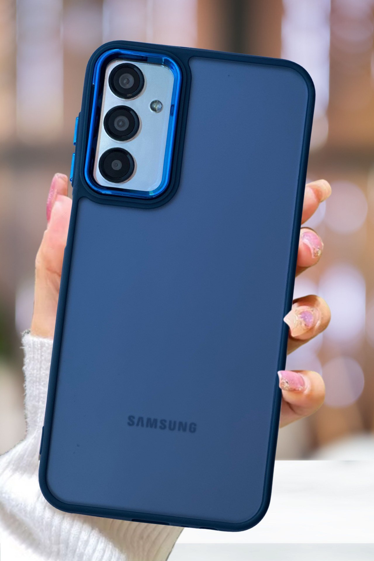 Samsung Galaxy A35 Kılıf Metal Çerçeve Hassas Butonlu Renkli Buzlu Şeffaf Transparan Kapak