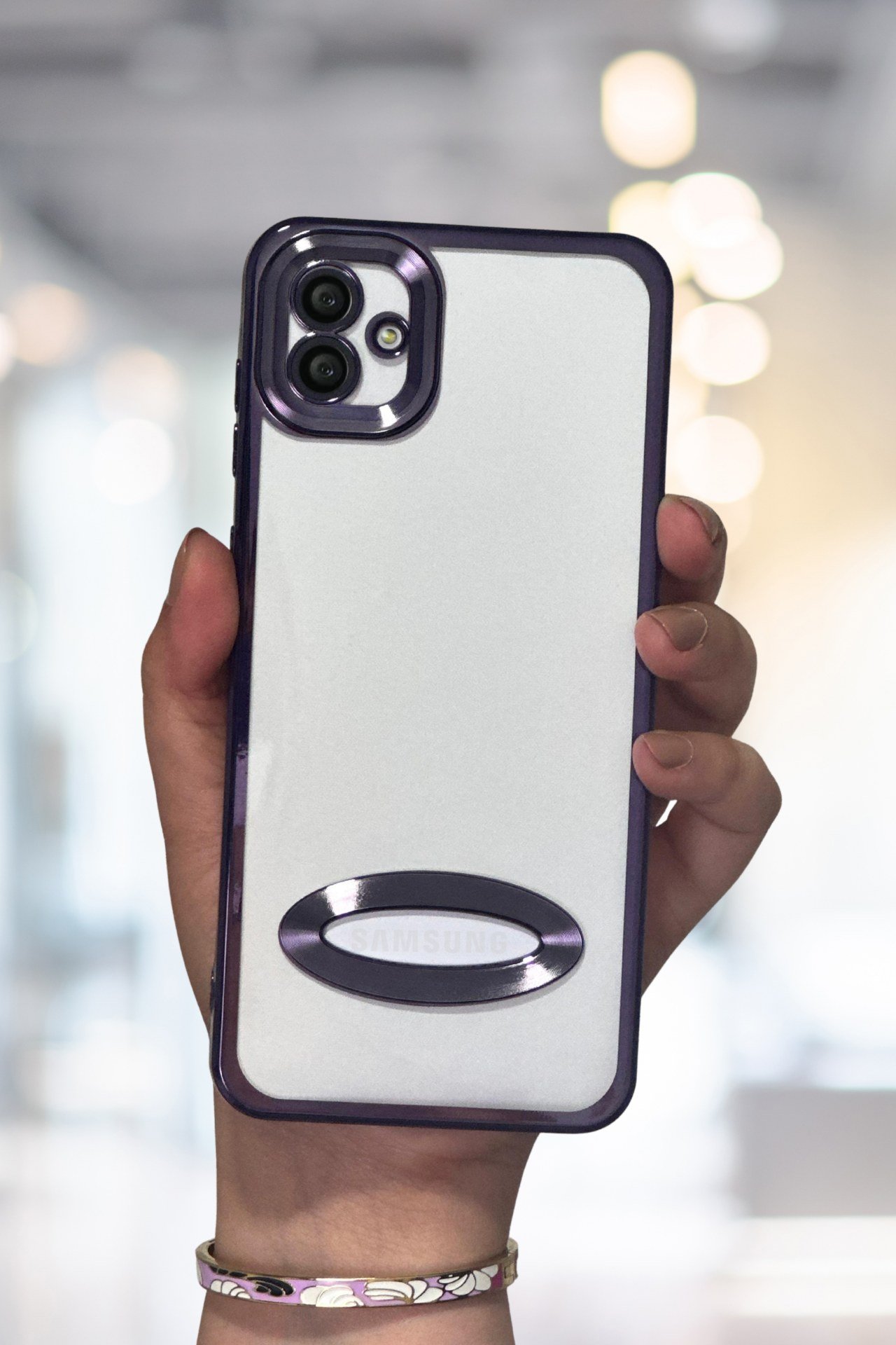 Samsung Galaxy A04 Kılıf Kamera Lens Korumalı Şeffaf Kenarları Renkli Logo Gösteren Parlak Kapak