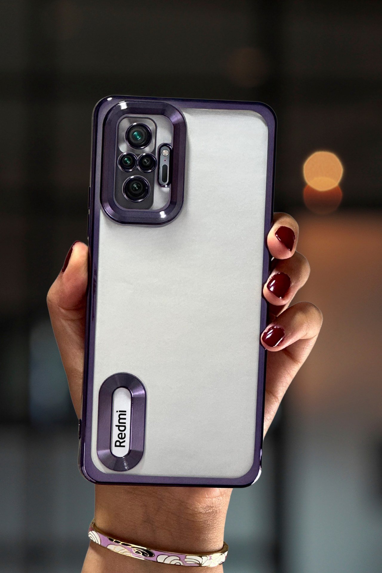 Redmi Note 10 Pro Kılıf Kamera Lens Korumalı Şeffaf Kenarları Renkli Logo Gösteren Parlak Kapak