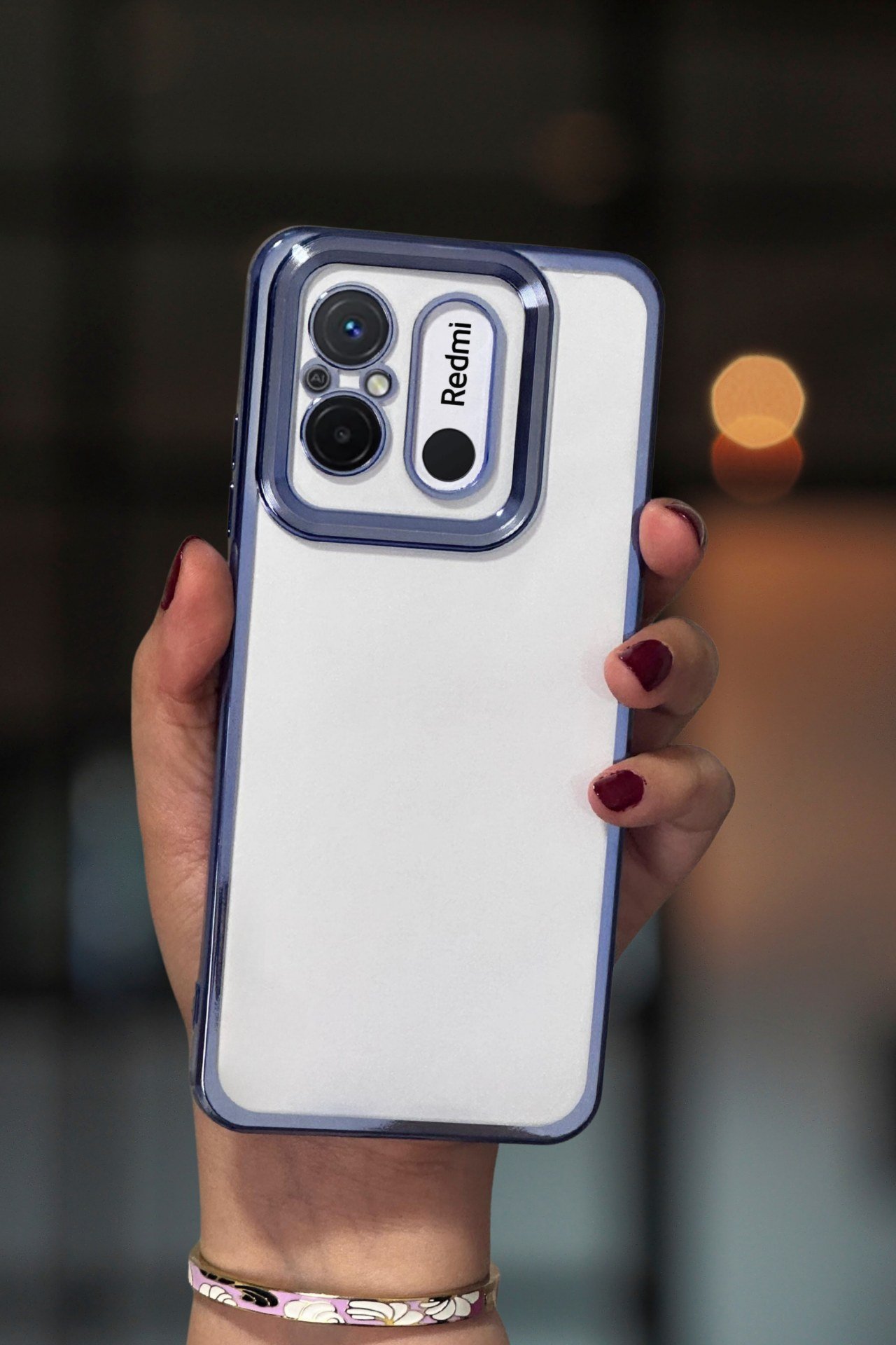 Redmi 12C Kılıf Kamera Lens Korumalı Şeffaf Kenarları Renkli Logo Gösteren Parlak Kapak