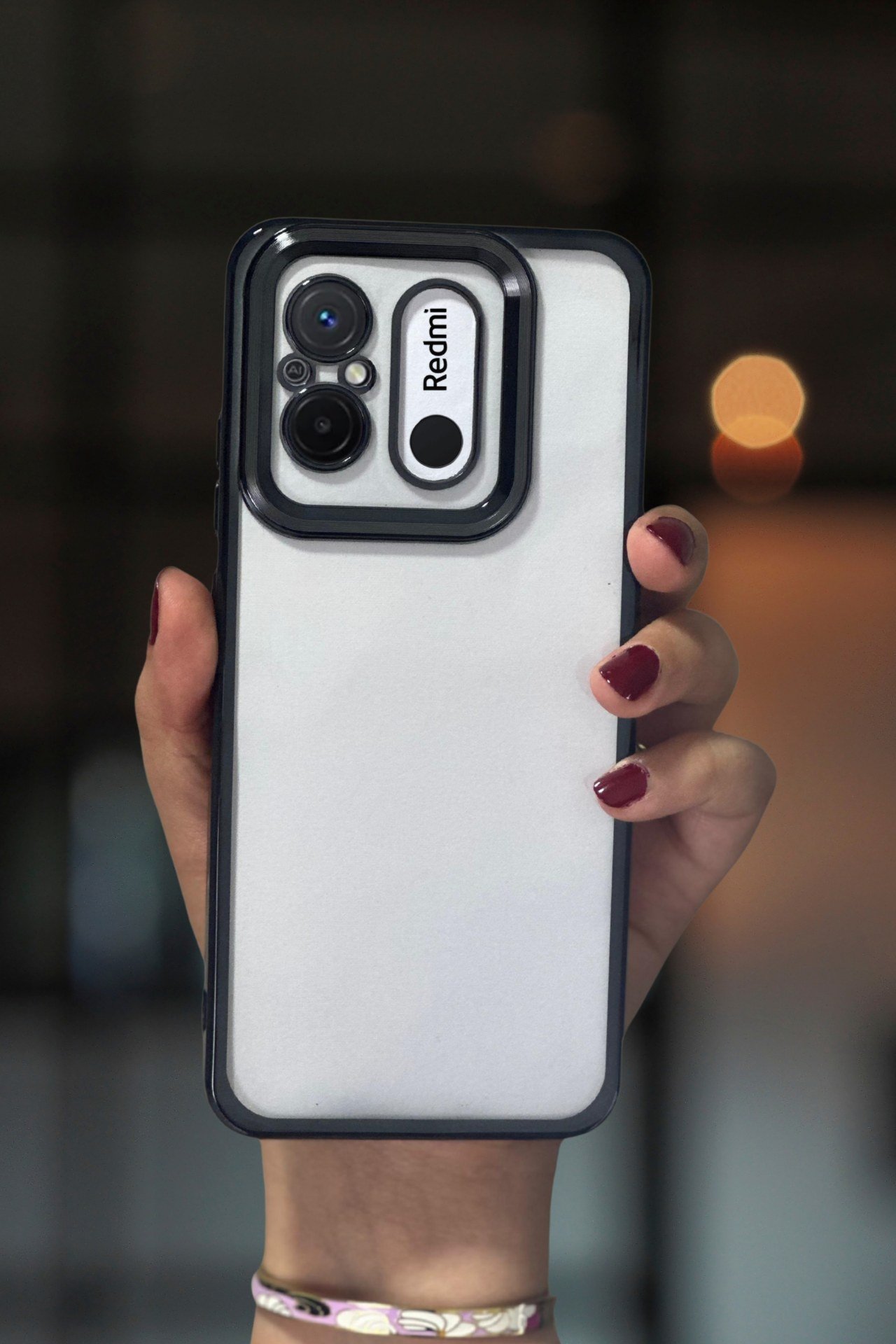 Redmi 12C Kılıf Kamera Lens Korumalı Şeffaf Kenarları Renkli Logo Gösteren Parlak Kapak